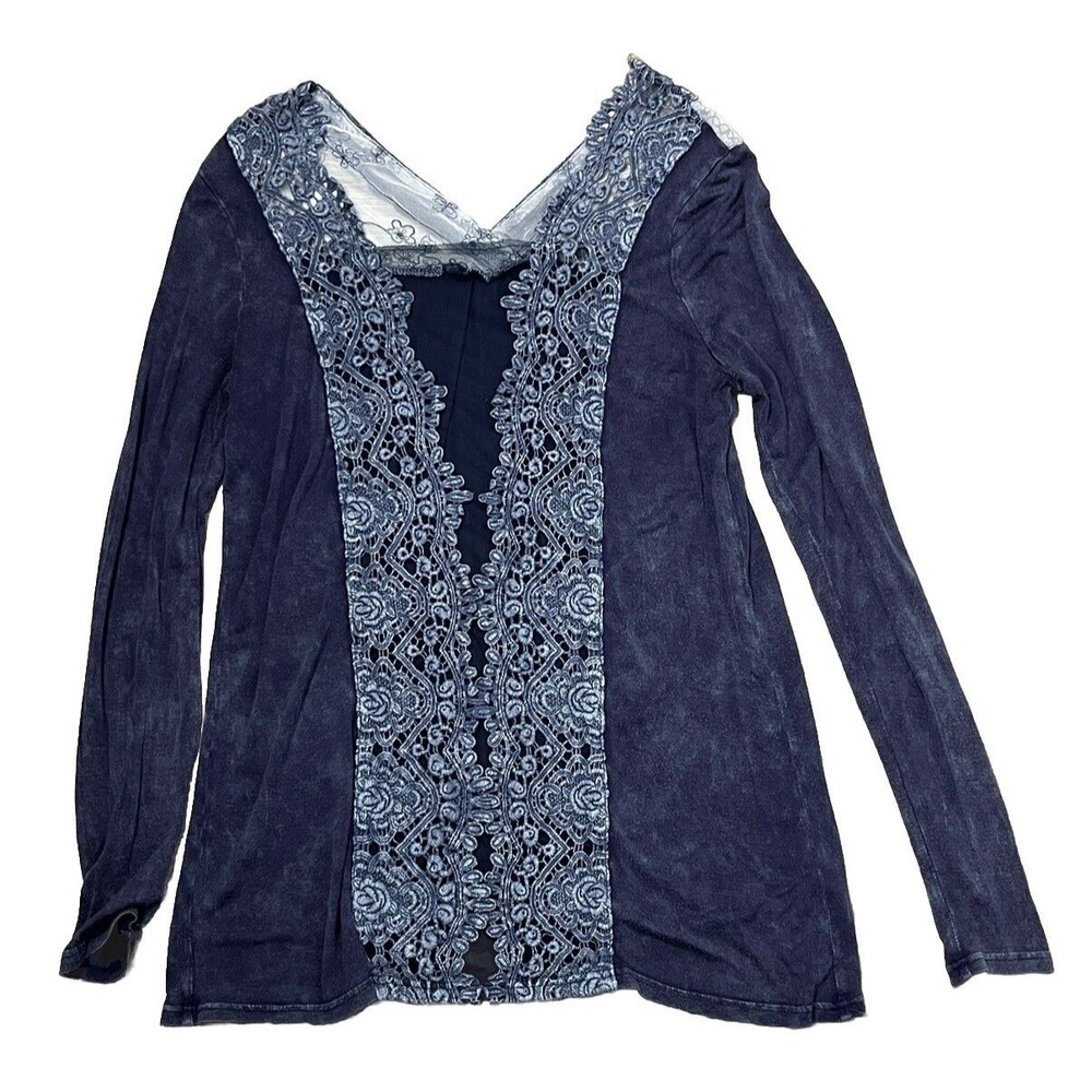 BKE Gimmicks Buckle Boho T Shirt XS Crochet Lace Dark Purple Romance Whimsygoth